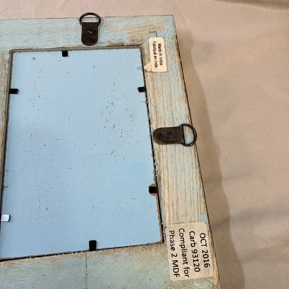 Prinz Homestead Rustic Teal Wood Collage Picture Frame 3-Opening 4x6 New